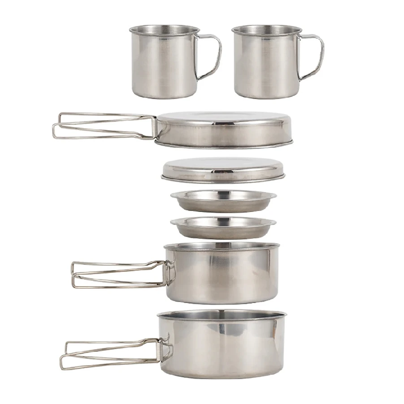 Camping Cooking Kit - 8개/세트 캠핑 조리기구 세트 스테인리스 스틸
