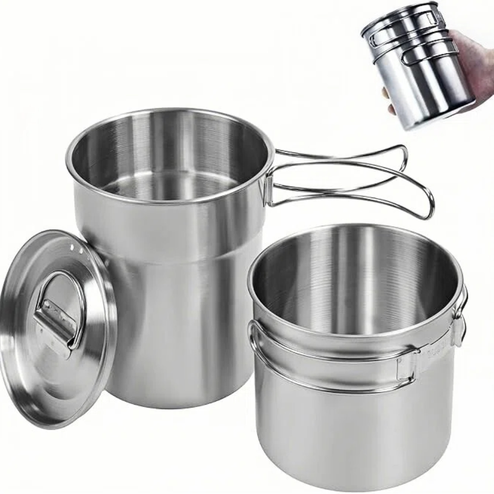 Camping Cooking Pot With Lid - 접이식 캠핑컵 머그컵 캠핑 냄비 조리기구
