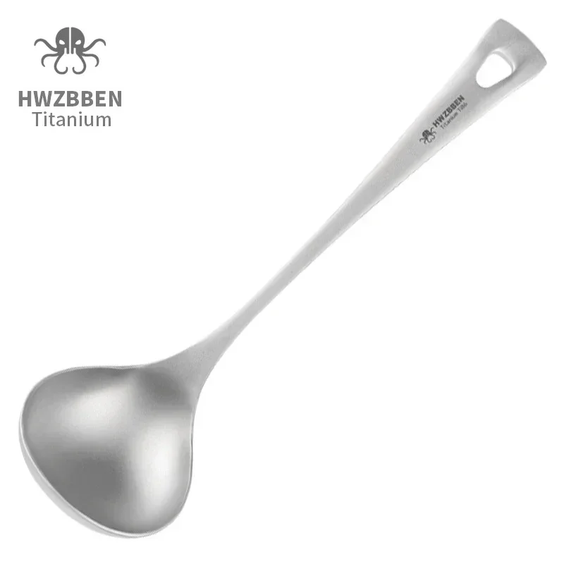 Camping Cooking Kit - HWZBBEN 야외 티타늄 수프 스푼, 긴