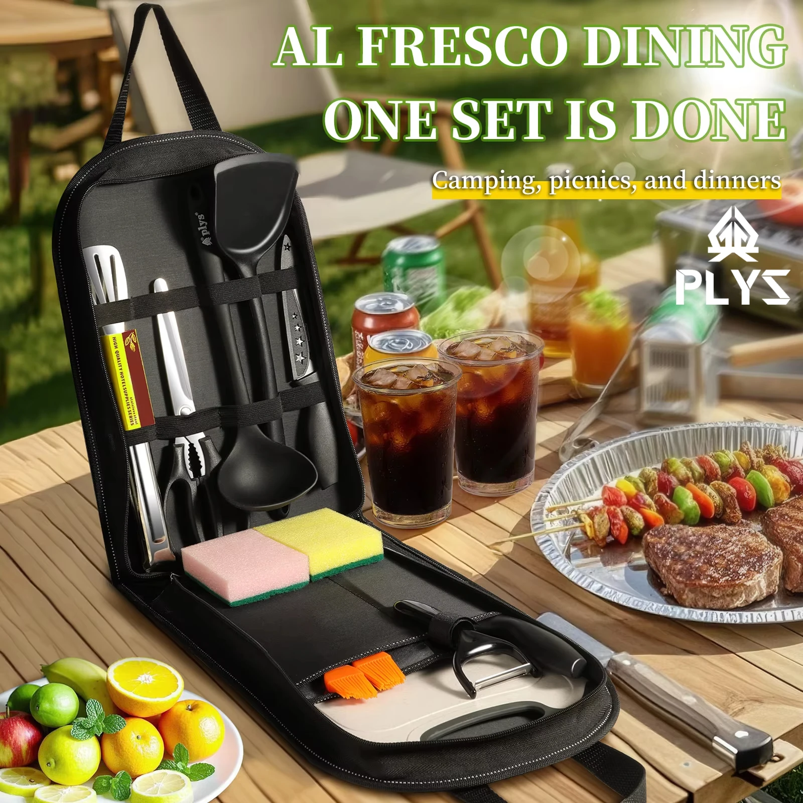 Quechua Camping Cooking Set - 배낭 바베큐 티타늄 캠핑을위한 10 조각