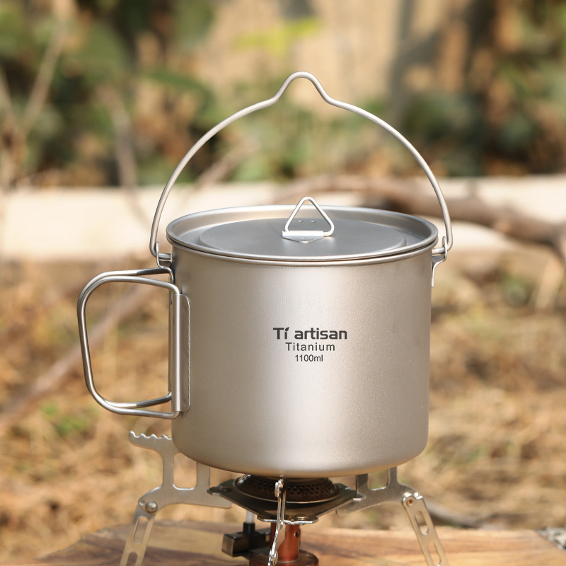 Camping Cooking Pot With Lid - Tiartisan 티타늄 1.1L 캠핑 냄비 뚜껑과