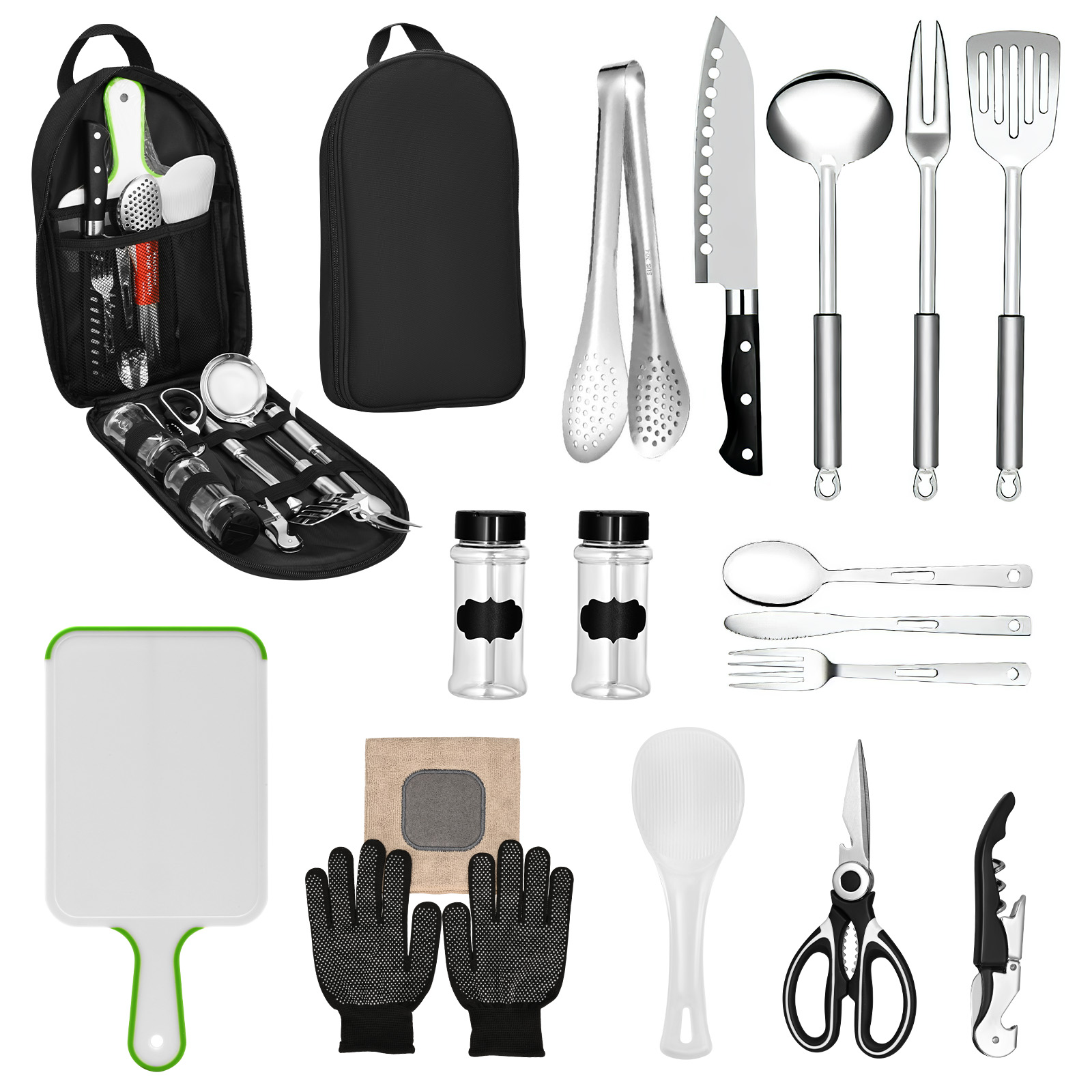 Camping Cooking Must Haves - 16 조각 캠핑 조리기구 세트 바베큐
