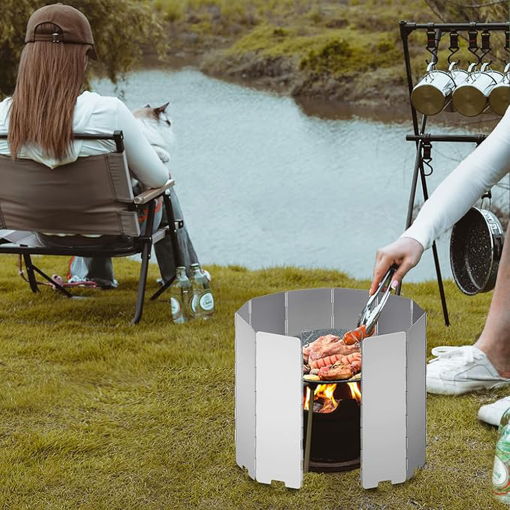 Camping Cooking Windscreen - 8/9/10/12/14/16 플레이트 접이식 캠핑 스토브 바람막이