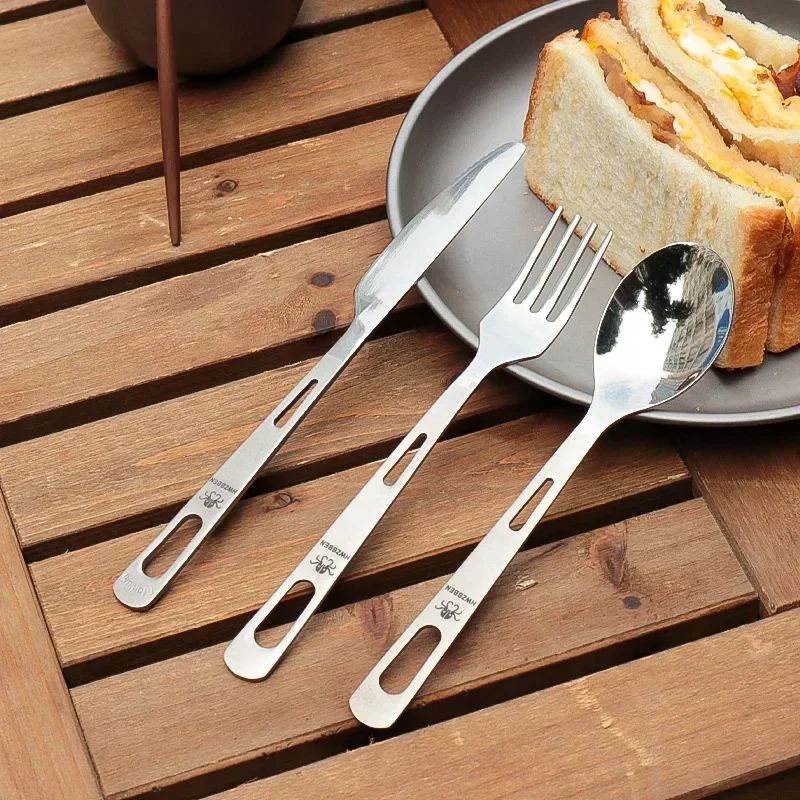 Camping Cooking Kit - HWZBBEN 티타늄 포크 스푼 나이프 세트,