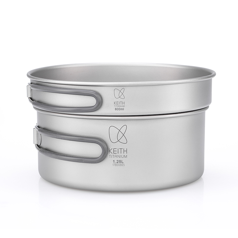 Camping Cooking Kitchen Set - KEITH 순수 티타늄 2피스 조리기구 세트(800ml+1250ml),