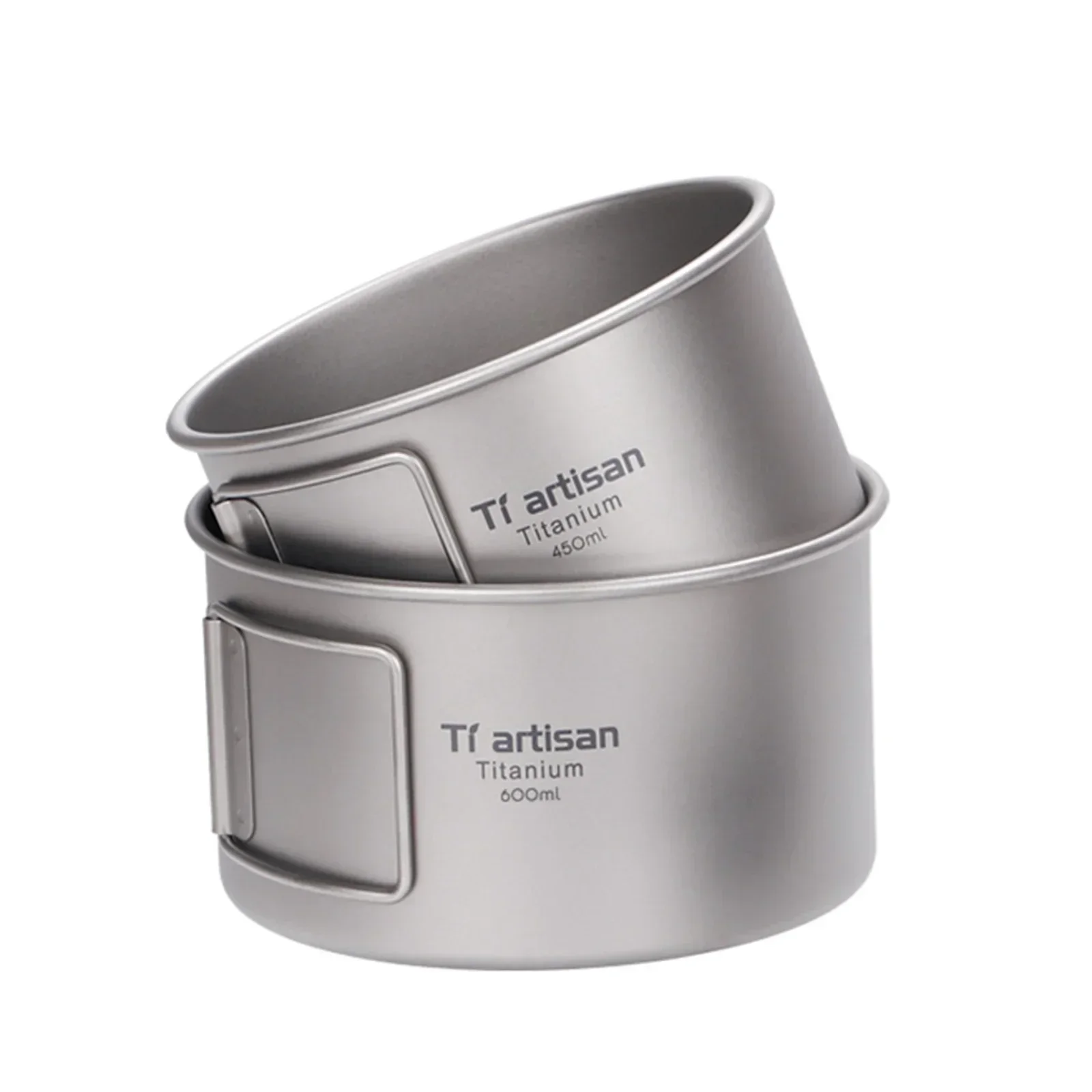 Camping Cooking Pot With Lid - 접이식 손잡이가 있는 티타늄 그릇, 캠핑