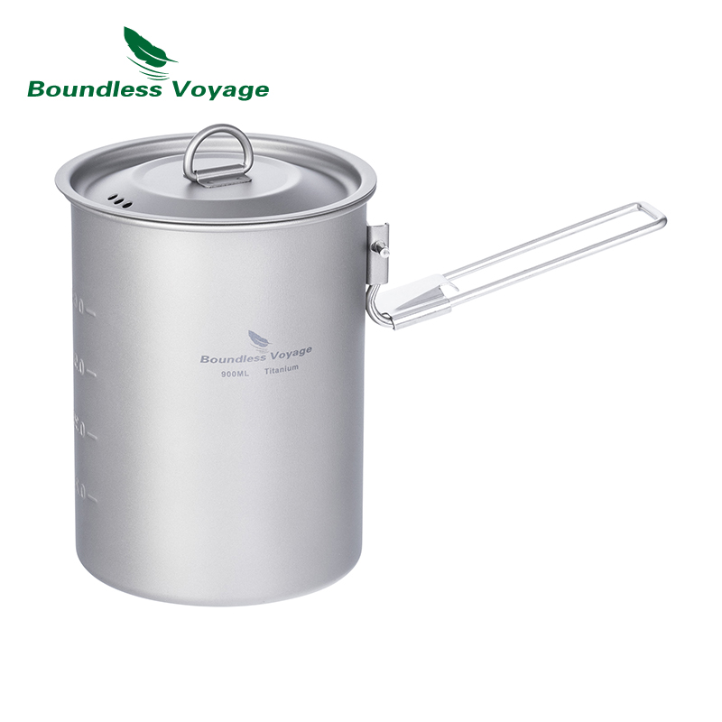 Camping Cooking Pot With Lid - 무한 항해 900ml 티타늄 냄비 컵