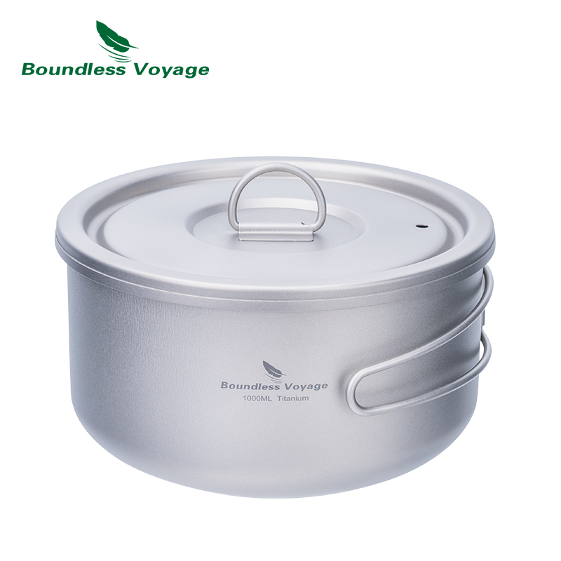 Camping Cooking Pot With Lid - Boundless Voyage 티타늄 캠핑 냄비, 뚜껑이