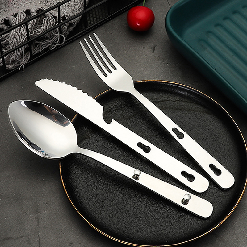 Quechua Camping Cooking Set - 3개/세트 휴대용 캠핑 조리기구 스테인리스 스틸