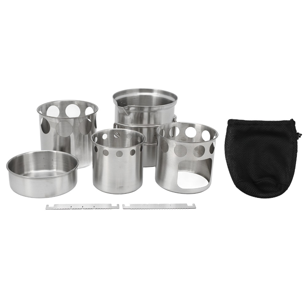 스테인레스 스틸 캠핑 조리기구 세트 메쉬 파우치가 있는 - Camping Cooking Pot With Lid 리뷰 및 가격