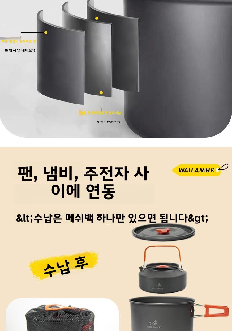 야외 캠핑 조리기구 세트 휴대용 경량 네스티드 냄비 프 - Nesting Camping Cooking Set 리뷰 및 가격