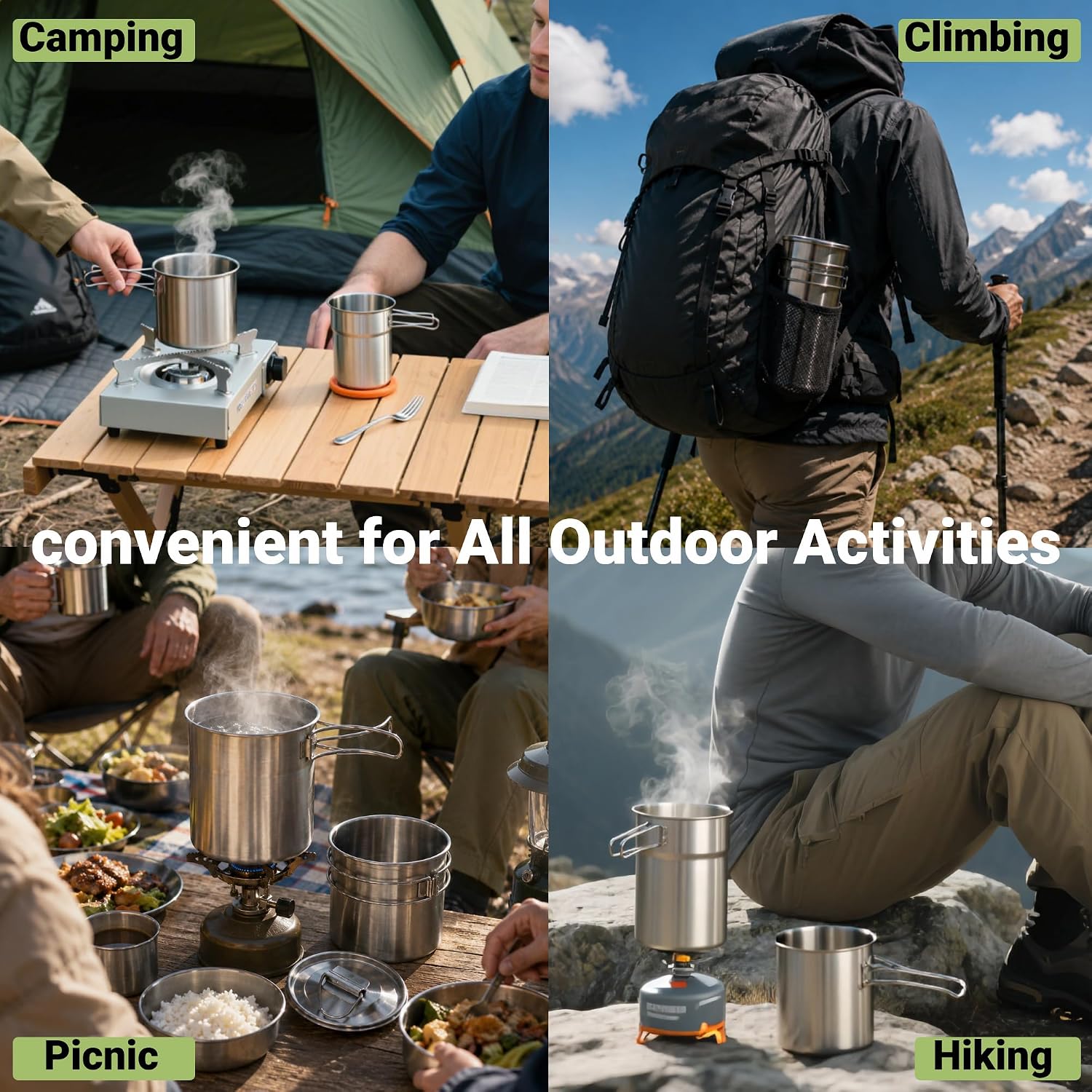 접이식 캠핑컵 머그컵 캠핑 냄비 조리기구 304 식품  - Camping Cooking Pot With Lid 리뷰 및 가격