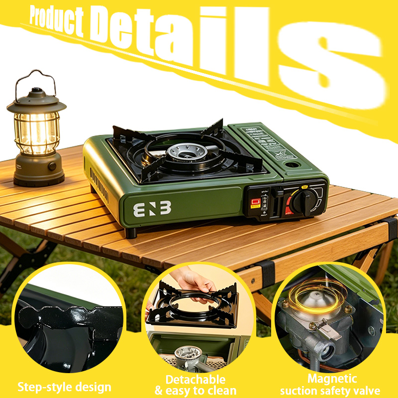 휴대용 부탄 스토브, 휴대용 케이스와 방풍 설계가 있는 - Camping Cooking Kit Box 리뷰 및 가격
