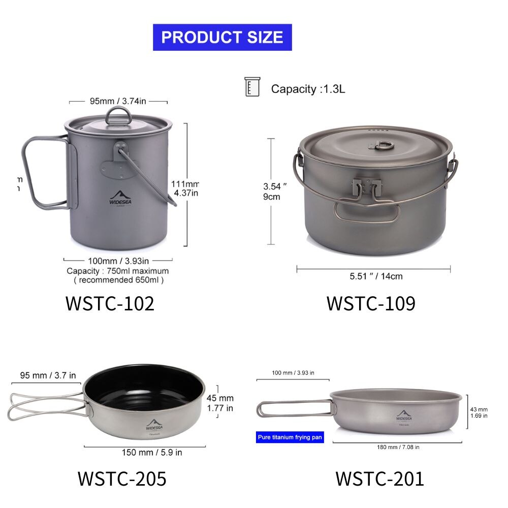 Widesea 캠핑 식기 티타늄 조리기구 세트, 관광  - Camping Cooking Kitchen Set 리뷰 및 가격