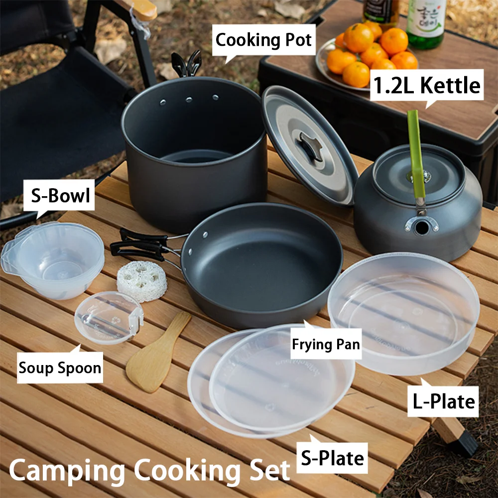 대용량 3~4인용 캠핑용 논스틱 조리기구 세트, 휴대용 - Nesting Camping Cooking Set 리뷰 및 가격