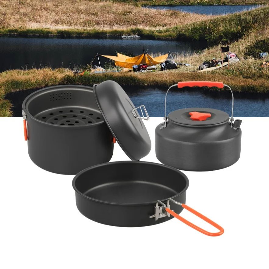 야외 조리기구 세트, 캠핑 요리 냄비 주전자, 스티머  - Camping Outdoor Cooking Set 리뷰 및 가격