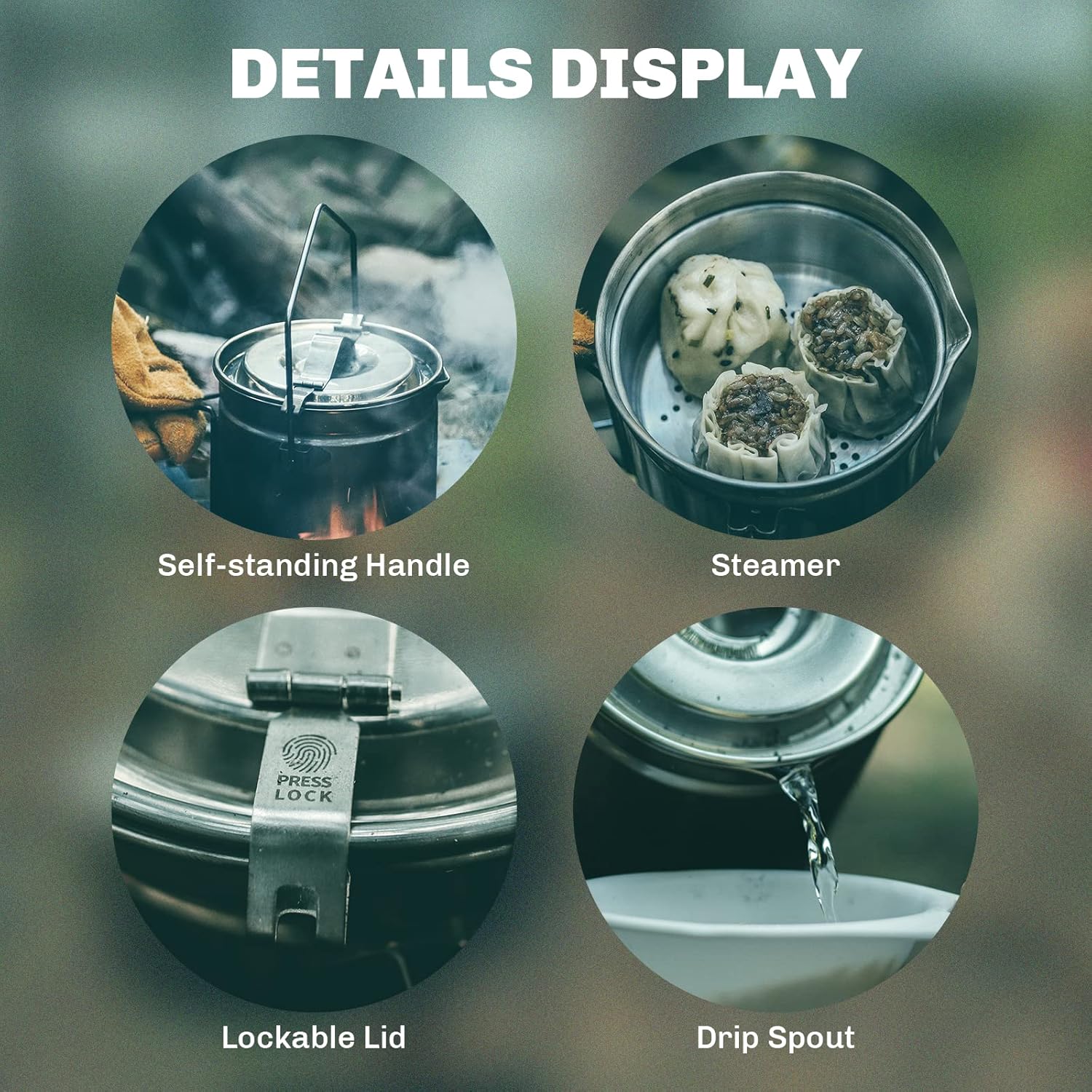 파이어 메이플 뚜껑 잠금 가능한 스테인레스 스틸 증기선 - Camping Cooking Kit 리뷰 및 가격