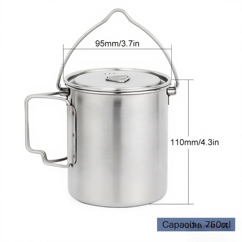 750ml 스테인레스 스틸 냄비 뚜껑과 접이식 손잡이가 - Camping Cooking Pot With Lid 리뷰 및 가격