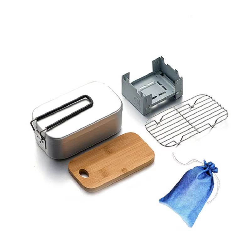 야외용 알루미늄 메스 키트, 스팀 랙 스토브 세트, 휴 - Camping Cooking Kit Box 리뷰 및 가격